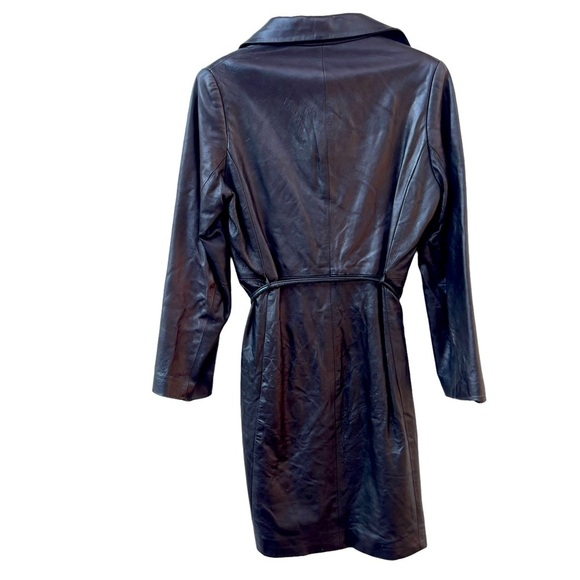 MACKAGE black leather belted coat long jacket duster - Picture 2 of 6